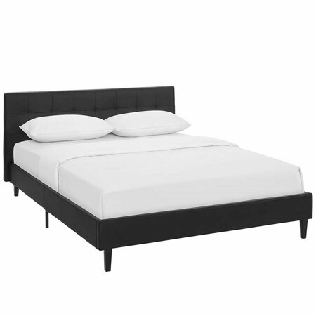 MODWAY FURNITURE Linnea Full Size Faux Leather Bed, Black MOD-5423-BLK